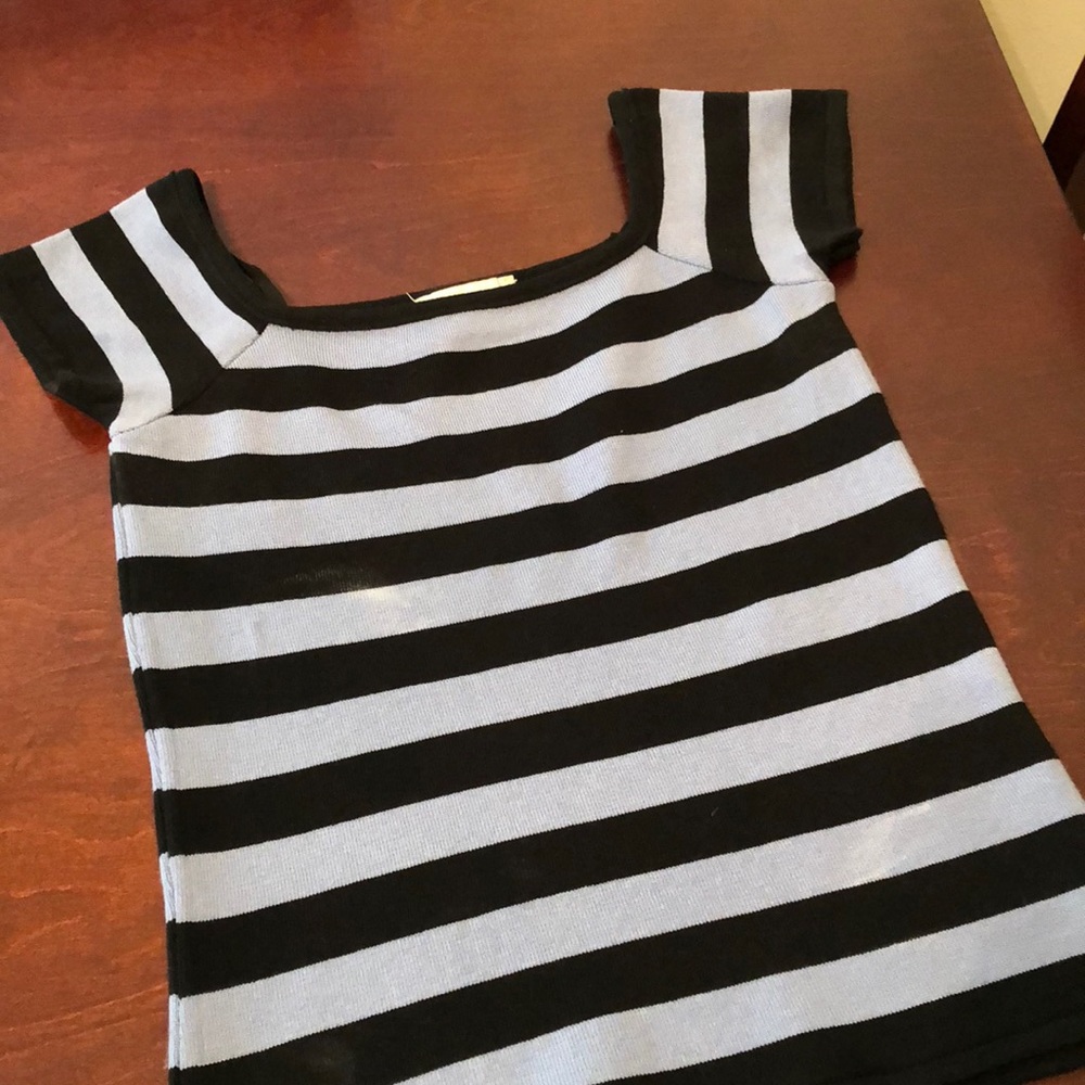 A. Byer Blue and black striped sweater top